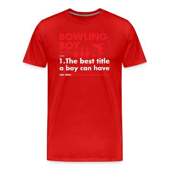 Sport Boy Definition Bowling - Männer Premium Bio T-Shirt - Rot - Vorne - Damien (186cm)