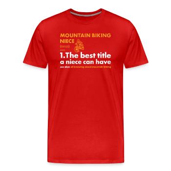 Biker Niece Definition Mountain Biking - Men's Premium Organic T-Shirt - red - Front - Damien (186cm)