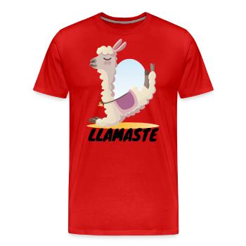 Llama Lama macht Yoga Tier Trend Sprüche Geschenk - Männer Premium Bio T-Shirt - Rot - Vorne - Damien (186cm)