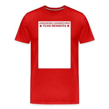 Junggesellenabschied Unterschriften Team Members - Männer Premium Bio T-Shirt - Rot - Vorne - Damien (186cm)