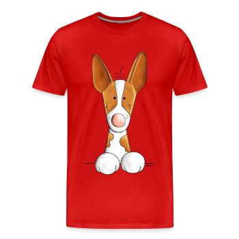 Neugieriger Podenco - Männer Premium Bio T-Shirt - Rot - Vorne - Damien (186cm)