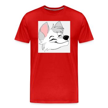 Glücklicher Wolf mit geschlossen Augen. - Männer Premium Bio T-Shirt - Rot - Vorne - Damien (186cm)