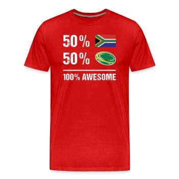50% South Africa 100% Awesome South Africa Rugby - Men's Premium Organic T-Shirt - red - Front - Damien (186cm)