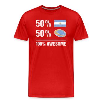 Argentina 50% Rugby 100% Awesome Argentina Rugby - Men's Premium Organic T-Shirt - red - Front - Damien (186cm)