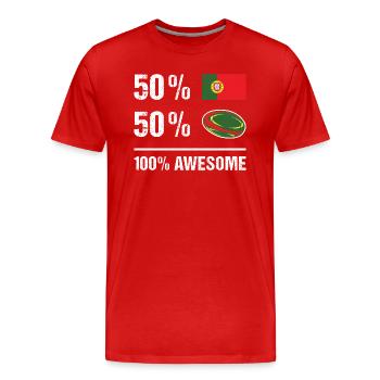 50% Portugal 50% Rugby 100% Super Portugal Rugby - T-shirt bio Premium Homme - rouge - Devant - Damien (186cm)