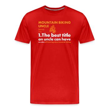 Biker Uncle Definition Mountain Biking - Men's Premium Organic T-Shirt - red - Front - Damien (186cm)