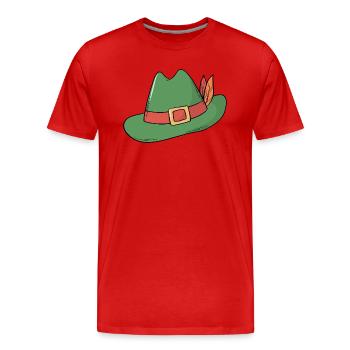 Volksfest Hut Jägerhut Trachtenhut Bierzelt Kostüm - Männer Premium Bio T-Shirt - Rot - Vorne - Damien (186cm)
