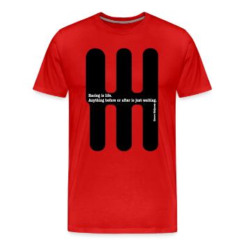 Racing is life... By Steeve McQueen - T-shirt bio Premium Homme - rouge - Devant - Damien (186cm)