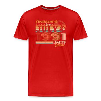 Juli 1991 Juli Geburtstagsgeschenk Juli 1991 - Männer Premium Bio T-Shirt - Rot - Vorne - Damien (186cm)