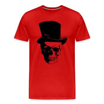 Skull With Cylinder Hat - Männer Premium Bio T-Shirt - Rot - Vorne - Damien (186cm)