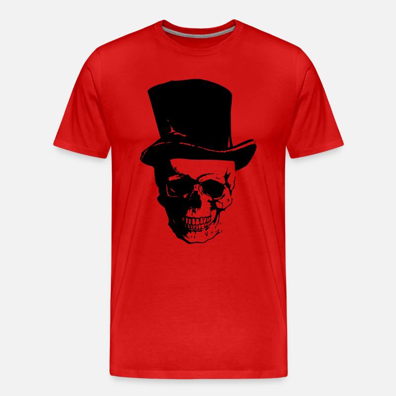 Skull With Cylinder Hat - Männer Premium Bio T-Shirt - Rot