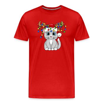 Weihnachts Mieze - Männer Premium Bio T-Shirt - Rot - Vorne - Damien (186cm)