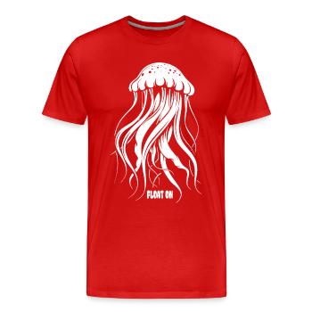 Float on, Qualle mit Tentakeln, Meeresbewohner - Männer Premium Bio T-Shirt - Rot - Vorne - Damien (186cm)