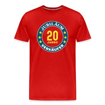 Verkäufer Jubiläum 20 Jahre 20 jähriges Jubi - Männer Premium Bio T-Shirt - Rot - Vorne - Damien (186cm)