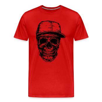 Crâne avec capuchon noir | Designs Monkey - Mode - T-shirt bio Premium Homme - rouge - Devant - Damien (186cm)