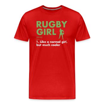 Sport Girl Definition Rugby - Männer Premium Bio T-Shirt - Rot - Vorne - Damien (186cm)
