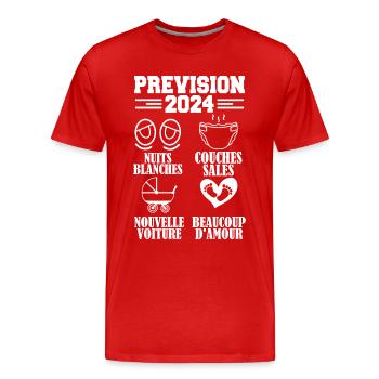Annonce Grossesse 2024 Prévision pour 2024 Annonce - T-shirt bio Premium Homme - rouge - Devant - Damien (186cm)