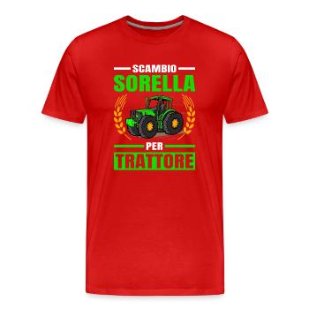 Agricoltura Scambio Sorella Per Trattore - Männer Premium Bio T-Shirt - Rot - Vorne - Damien (186cm)