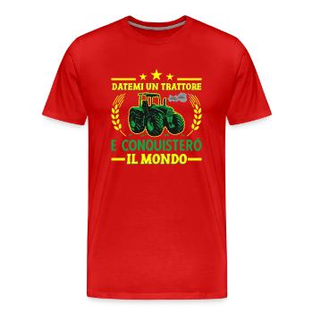 Datemi Un Trattore Conquistero Il Mondo Trattore - Männer Premium Bio T-Shirt - Rot - Vorne - Damien (186cm)