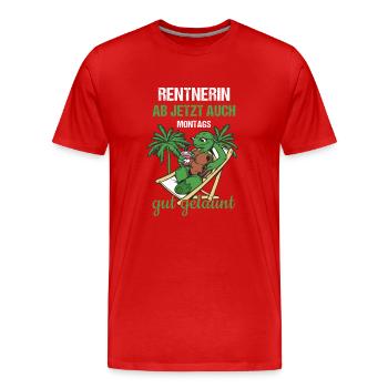 Rentnerin Ab Jetzt Auch Montags Gut Gelaunt Rente - Männer Premium Bio T-Shirt - Rot - Vorne - Damien (186cm)