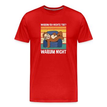 Warum Ich Nichts Tue? Warum Nicht Süßes Faultier - Männer Premium Bio T-Shirt - Rot - Vorne - Damien (186cm)
