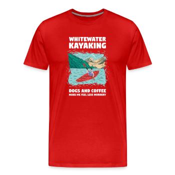 Whitewater Kayaking Dogs & Coffee - Men's Premium Organic T-Shirt - red - Front - Damien (186cm)