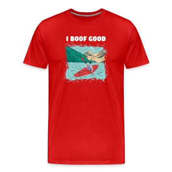 I Boof Good Whitewater Kayaking - Men's Premium Organic T-Shirt - red - Front - Damien (186cm)