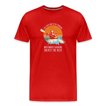 Cats Solves My Problems Whitewater Kayaking - Men's Premium Organic T-Shirt - red - Front - Damien (186cm)