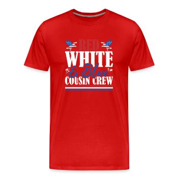 Veteran US Flag Red White & Blue Cousin Crew - Men's Premium Organic T-Shirt - red - Front - Damien (186cm)