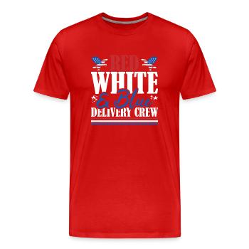 Veteran US Flag Red White & Blue Delivery Crew - Men's Premium Organic T-Shirt - red - Front - Damien (186cm)