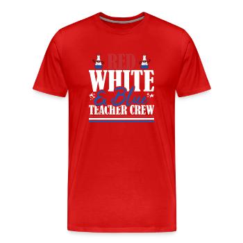 Veteran US Flag Red White & Blue Teacher Crew - Men's Premium Organic T-Shirt - red - Front - Damien (186cm)