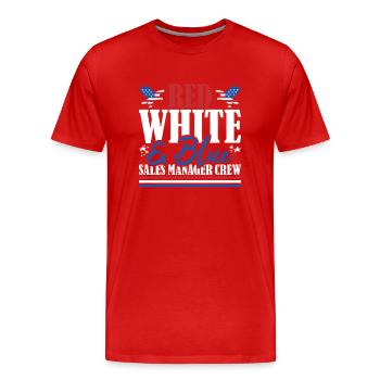Vétéran US Flag Red White & Blue Directeur des ventes - T-shirt bio Premium Homme - rouge - Devant - Damien (186cm)