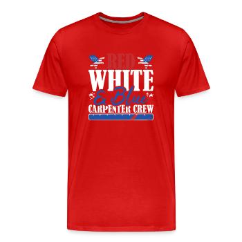 Veteran US Flag Red White & Blue Carpenter Crew - Männer Premium Bio T-Shirt - Rot - Vorne - Damien (186cm)