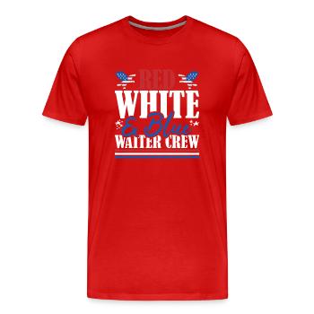 Veteran US Flag Red White & Blue Waiter Crew - Männer Premium Bio T-Shirt - Rot - Vorne - Damien (186cm)
