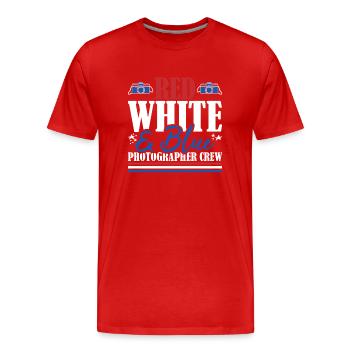 Veteran US Flag Red White & Blue Photographer Crew - Männer Premium Bio T-Shirt - Rot - Vorne - Damien (186cm)