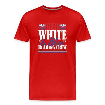 Veteran US Flag Red White & Blue Reading Crew - Men's Premium Organic T-Shirt - red - Front - Damien (186cm)