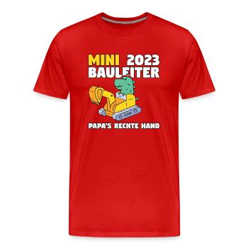 Bauherr 2023 Papa's Rechte Hand Bauleiter - Männer Premium Bio T-Shirt - Rot - Vorne - Damien (186cm)