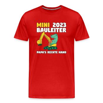 Bauherr 2023 Papa's Rechte Hand Bauleiter - Männer Premium Bio T-Shirt - Rot - Vorne - Damien (186cm)