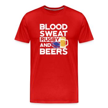 Blood Sweat And Beers France Rugby - Men's Premium Organic T-Shirt - red - Front - Damien (186cm)