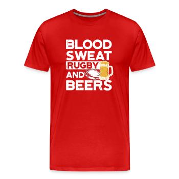 Blood Sweat Rugby et bières Japon Rugby - T-shirt bio Premium Homme - rouge - Devant - Damien (186cm)