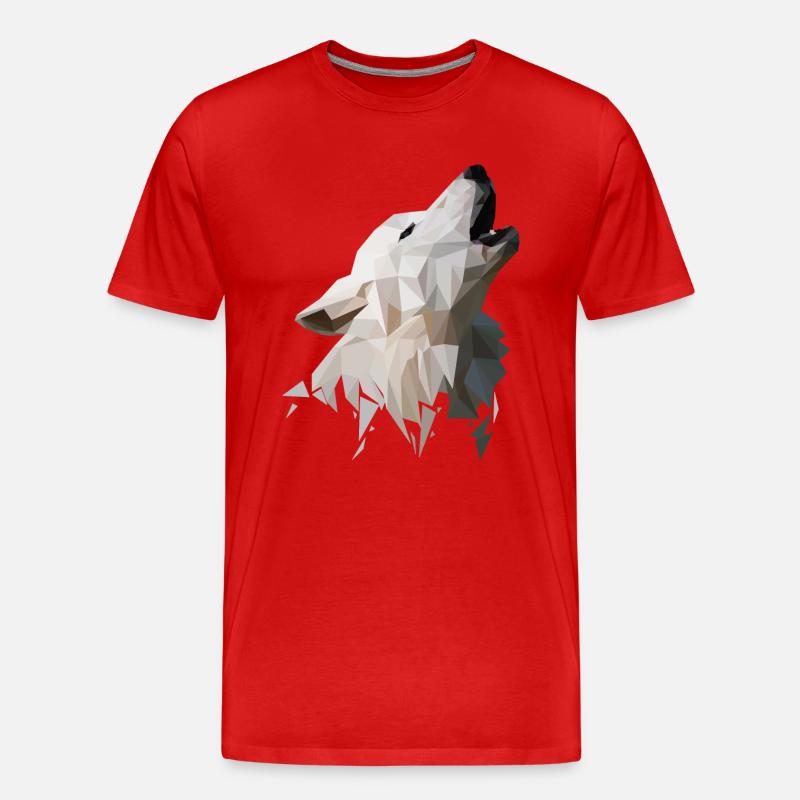 Wolf Polygon Modern - Männer Premium Bio T-Shirt - Rot