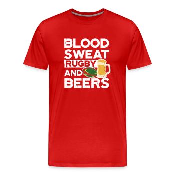 Blood Sweat Rugby et Bières Portugal Rugby - T-shirt bio Premium Homme - rouge - Devant - Damien (186cm)