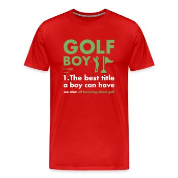 Sport Boy Définition Golf - T-shirt bio Premium Homme - rouge - Devant - Damien (186cm)