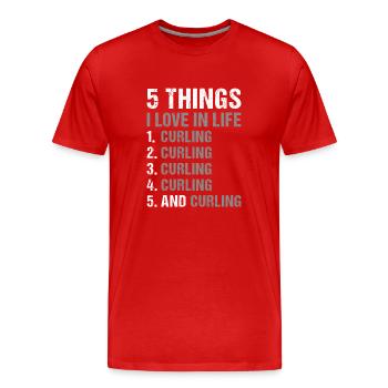Sport 5 choses que j’aime dans la vie Curling - T-shirt bio Premium Homme - rouge - Devant - Damien (186cm)
