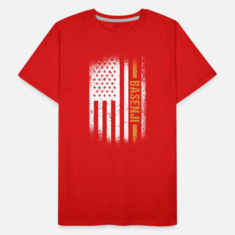 Chien Basenji Us drapeau T-shirt bio Premium Homme