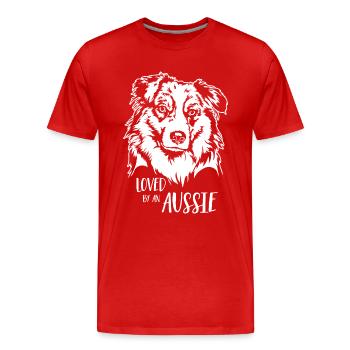 Australian Shepherd loved by an Aussie Wilsigns - Männer Premium Bio T-Shirt - Rot - Vorne - Damien (186cm)