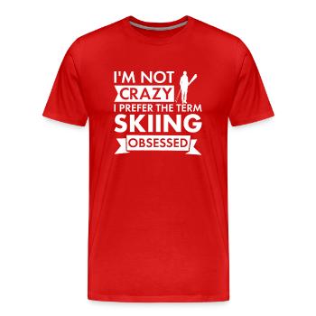 Sport I'm Not Crazy Skiing - Männer Premium Bio T-Shirt - Rot - Vorne - Damien (186cm)