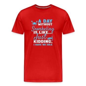 Snorkeler Une journée sans snorkeling - T-shirt bio Premium Homme - rouge - Devant - Damien (186cm)