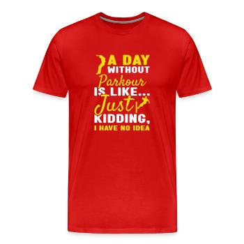 Traceur Une journée sans parkour - T-shirt bio Premium Homme - rouge - Devant - Damien (186cm)
