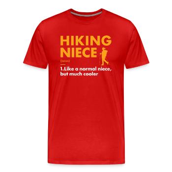 Hiker Niece Definition Hiking - Männer Premium Bio T-Shirt - Rot - Vorne - Damien (186cm)